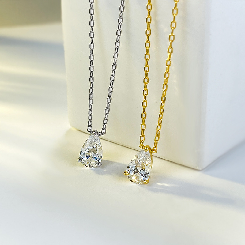 Women's Gender 925 Sterling Silver Zircon Mariner Chain Chamfered Square Grain Plating Water Droplets Pendant Necklace