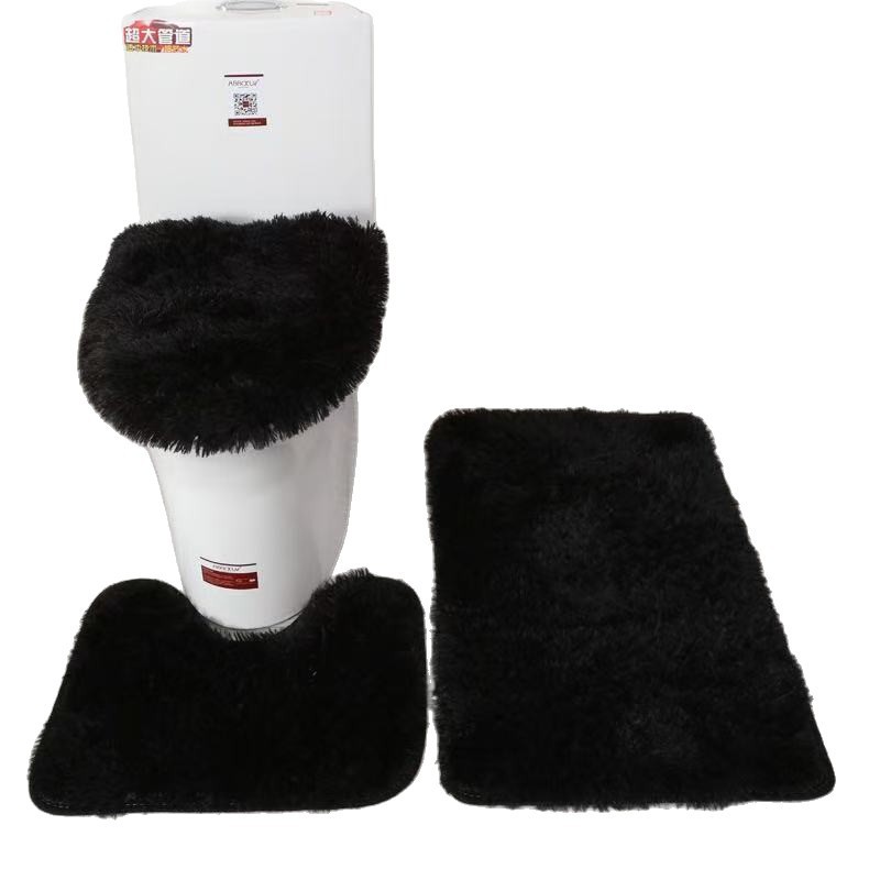 Grenzüberschreitendes Dropshipping: Dreiteiliges Set aus Seidenwolle-Toilettenteppich, rutschfest, für Bad, Küche und Eingangsbereich, wasserabsorbierend_voghion.com