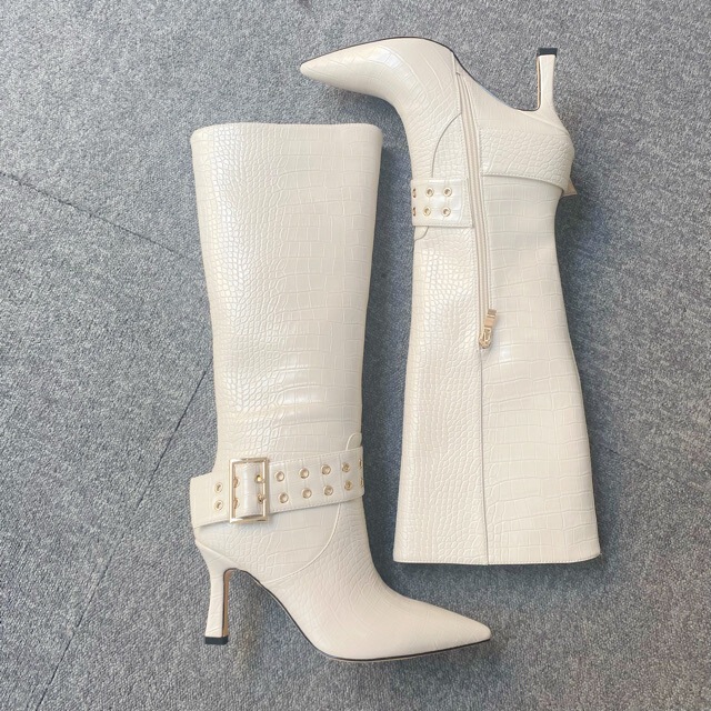 Clearance Sale of Foreign Trade Cross-Border 2023 Spring and Autumn European and American Women's High-Heeled Knee-High Boots, New Fashionable Stiletto Heels, European and American Style