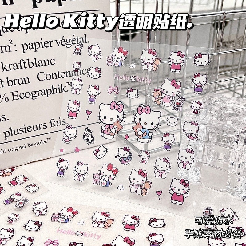 漫画猫ペンホルダー防水透明ステッカー高価値かわいいインスタイル学生特別なハンドブック装飾ステッカー安い|undefined