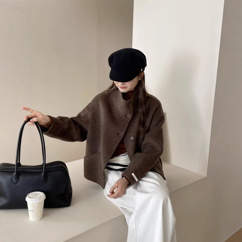 Korean Style Simple Cashmere Outwear for Women, Autumn and Winter New Woolen Outwear, Loose and Versatile Double-Sided Cashmere Outwear