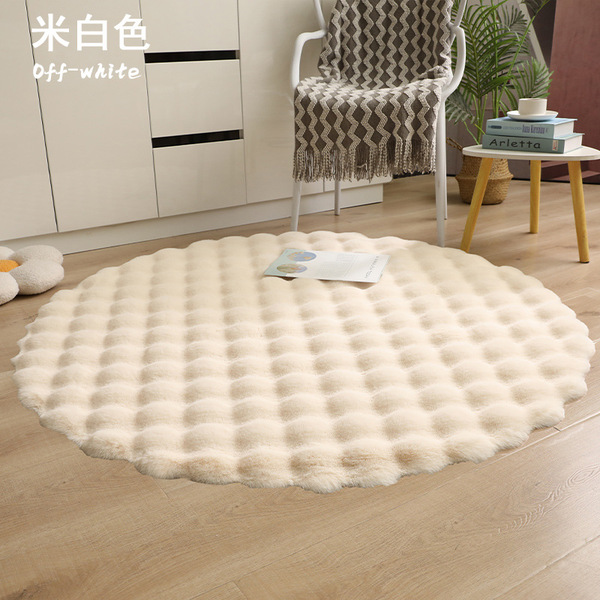 Cross-Border Special Round Carpet Floor Mat Cream Style Bubble Velvet Imitation Rabbit Fur Bedroom Bedside Bay Window Mat Round Mat Carpet