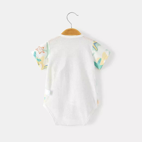 Baby summer thin mesh back A-class pure cotton short-sleeved baby triangle diaper cover air conditioning suit onesie