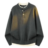 2026年秋季假两件毛衣男2026新款春秋季宽松针织衫打底衫上衣，男装针织衫/毛衣，星座614