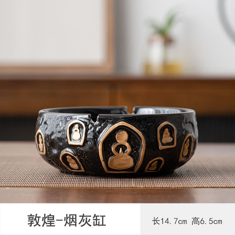 Cenicero de cerámica de gran tamaño, personalidad creativa, hogar retro estilo chino, sala de estar de lujo ligera, cenicero de tendencia de oficina