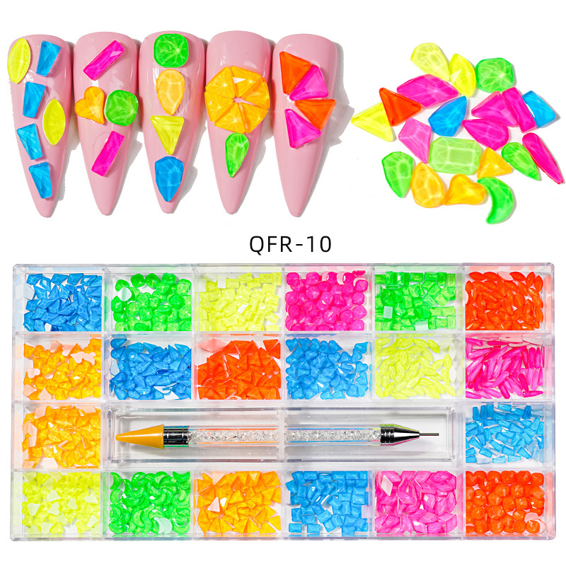 Transfronterizos 21 caja de diamante de agua de forma especial de fondo plano conjunto de joyería de uñas conjunto de pluma de puntuación de doble cabeza