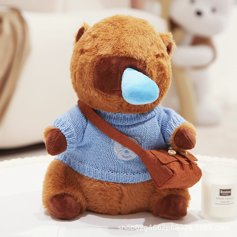 블루 베어 헤드 스웨터 다크 브라운 가방