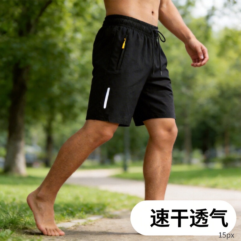 New Summer Men's Shorts, Thin Ice Silk Quick-Drying Shorts, Men's Sports Shorts, Loose Breathable Beach Shorts
