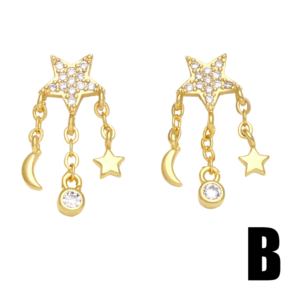 Fashion Star Copper Drop Earrings Inlay Zircon Copper Earrings