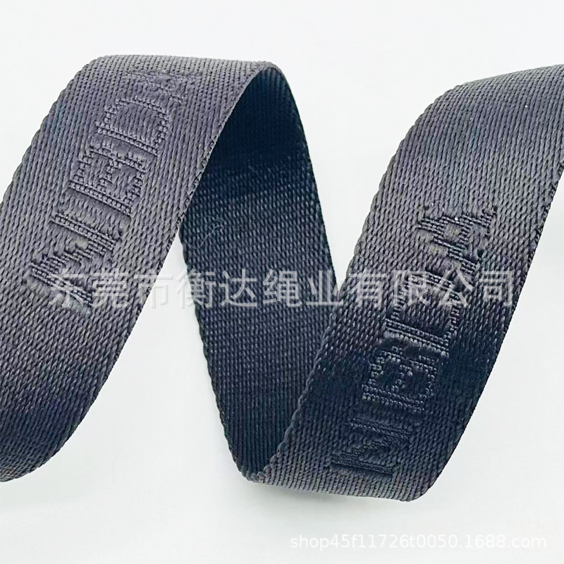 Personalizado poliéster mate monocromático cóncava oscuro jacquard correa de tela bolsas zapatos sombreros cinturón bolsas cinturón cinturón cinturón de mano correa de tela