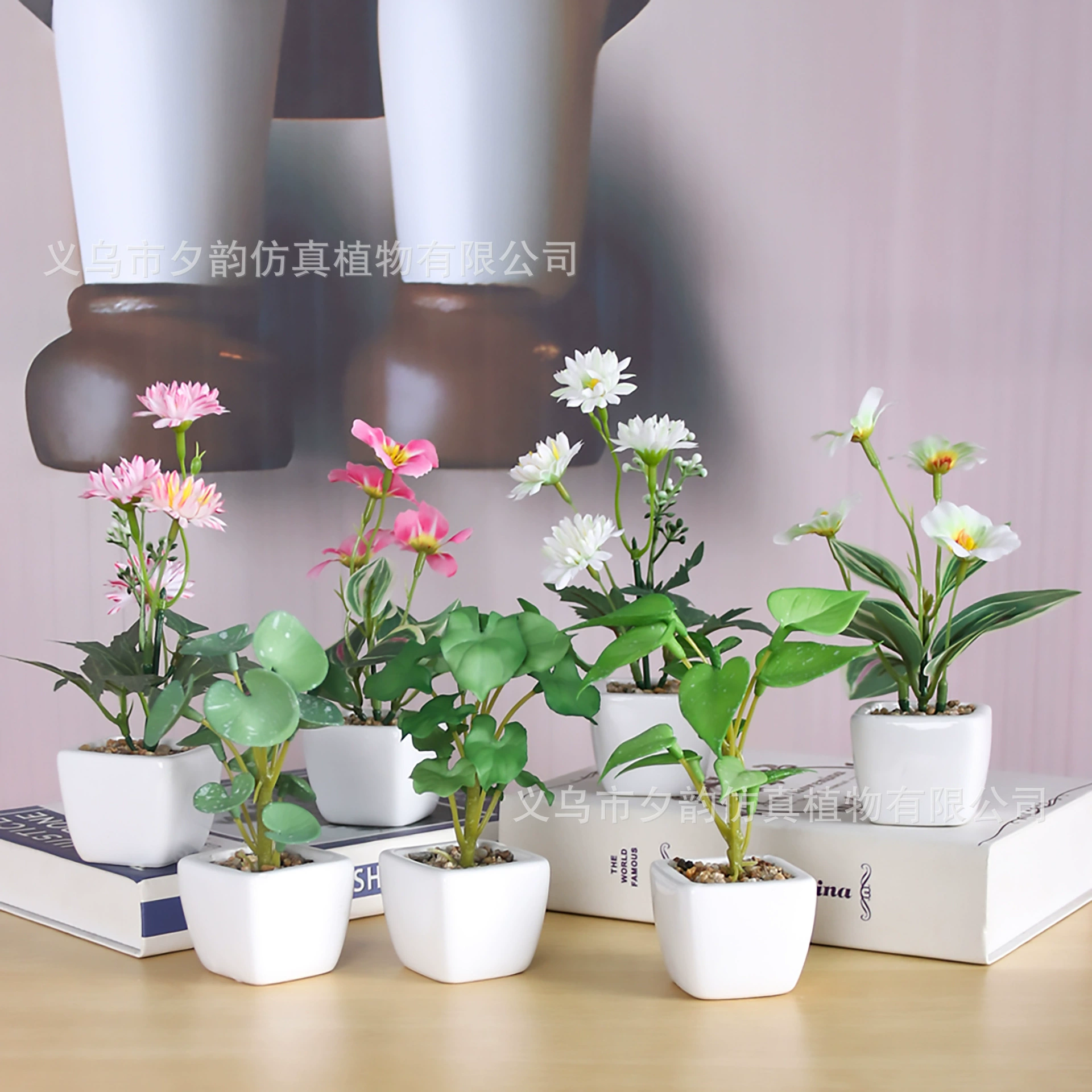 Спот кросс-борт fake flowers green plants square gravel ceramic bonsai имитация декоративные горшочные растения настольные маленькие украшения мини-горшочные растения