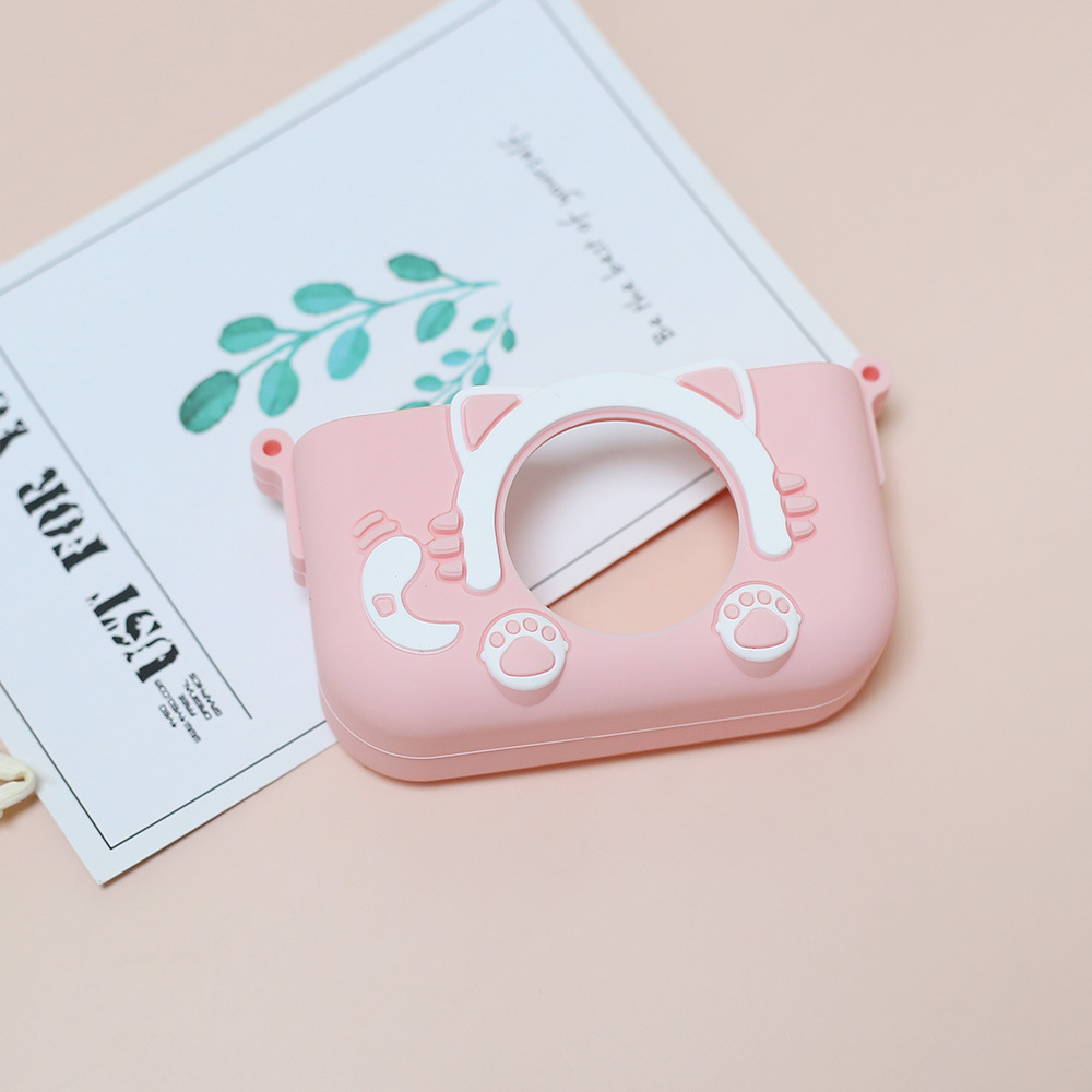 Funda protectora para cámara x2 de silicona para niños Mini gato lindo de dibujos animados Funda de silicona para cámara SLR resistente a la caída y la suciedad