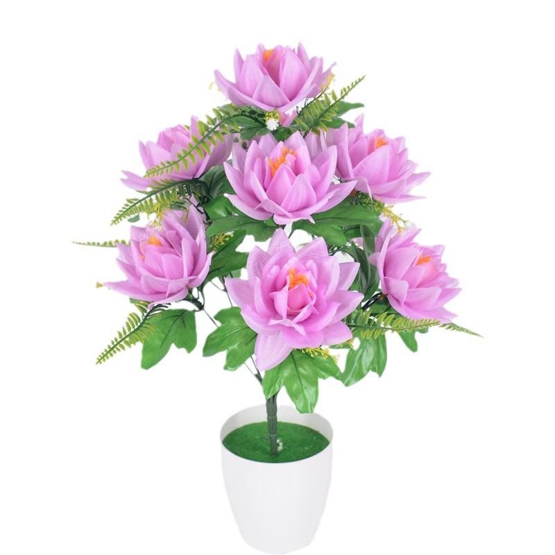 Nueva Lámpara de Loto Artificial, Flor Falsa de Guanyin, Decoración para el Hogar, Arreglo Floral de Plástico para Salón de Culto, Flor de Seda para Exhibición