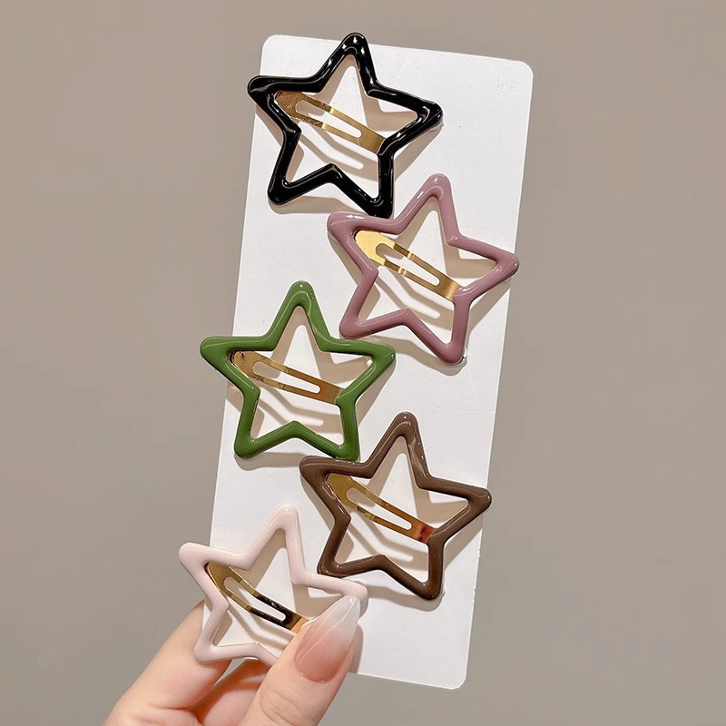 Pinza bb de color dopamina para niños cabello roto estrella de cinco puntas horquilla para niñas que no lastima el cabello, pinza para el cabello con flequillo para bebés, accesorios para el cabello lindos