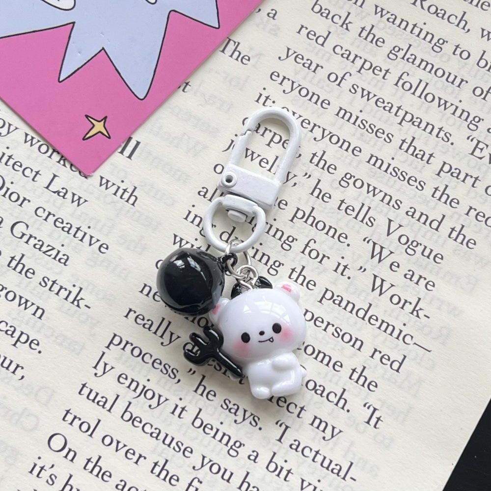Cross-Border Cute Black Bell Halloween Keychain Pendant Fun Student School Bag Pendant Holiday Gift Wholesale
