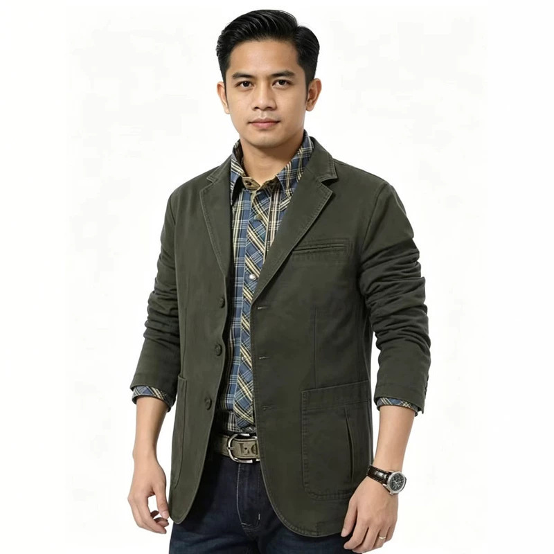 Men's Spring and Autumn Casual Suit Cotton Korean Style Jacket, Large Size Loose Casual Jacket, Japanese and Korean Cross-Border European and American Trendy Jacket Men's Spring and Autumn Casual Suit Cotton Korean Style Jacket, Large Size Loose Casual Jacket, Japanese and Korean Cross-Border European and American Trendy Jacket