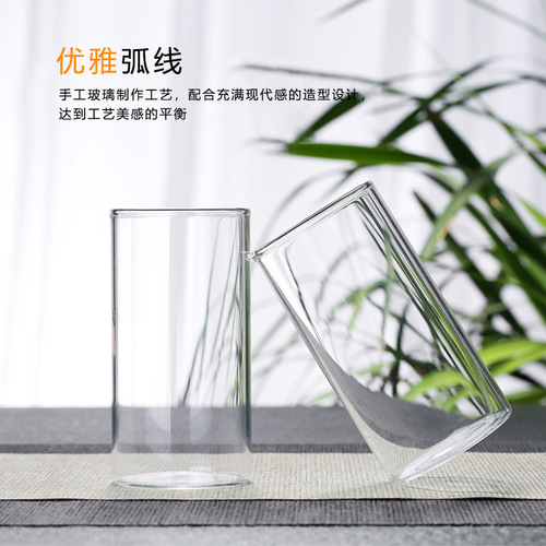 Zhenqi wholesale gift straight glass water cup creative family milk water cup large capacity simple cold drink glass