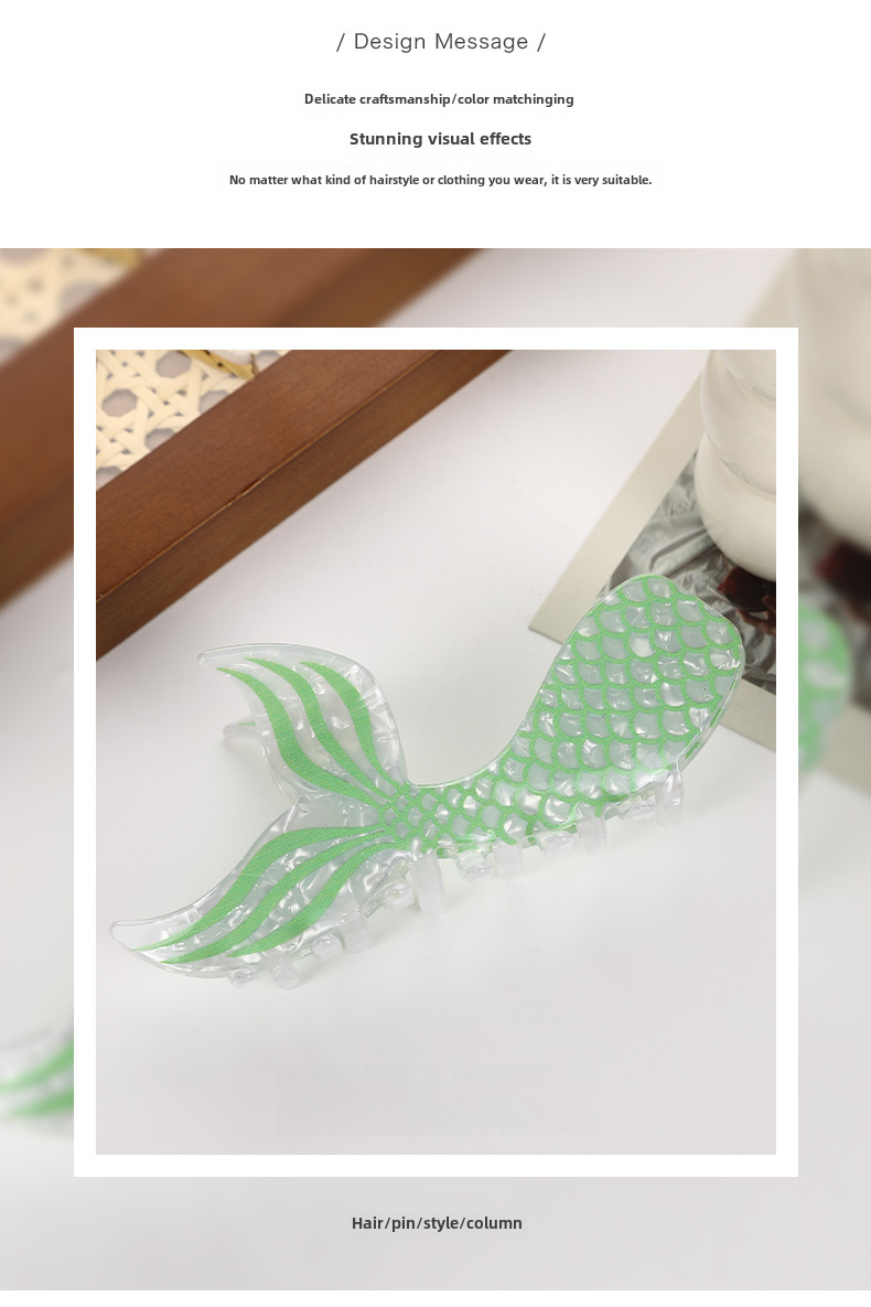 Acetic acid hairpin high texture fish tail adult female shark hair accessories wash clip hairpin_voghion.com