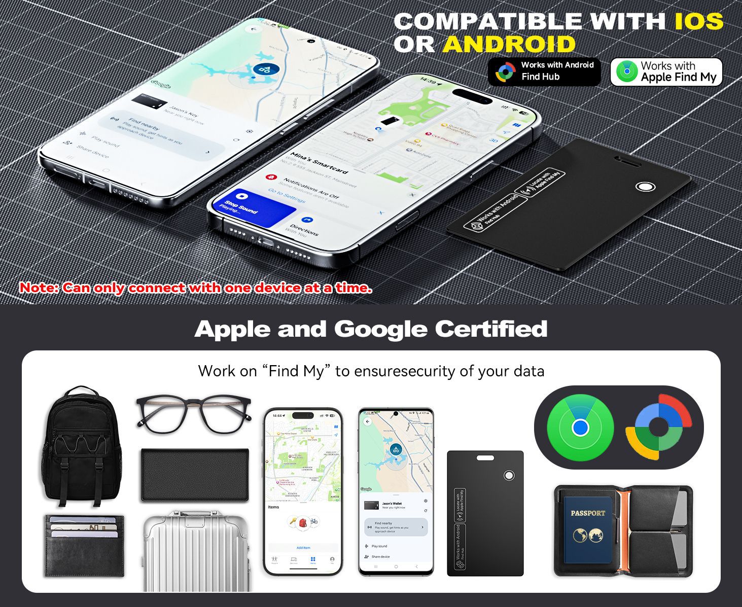 Dual system card tracker, wireless charging, smart