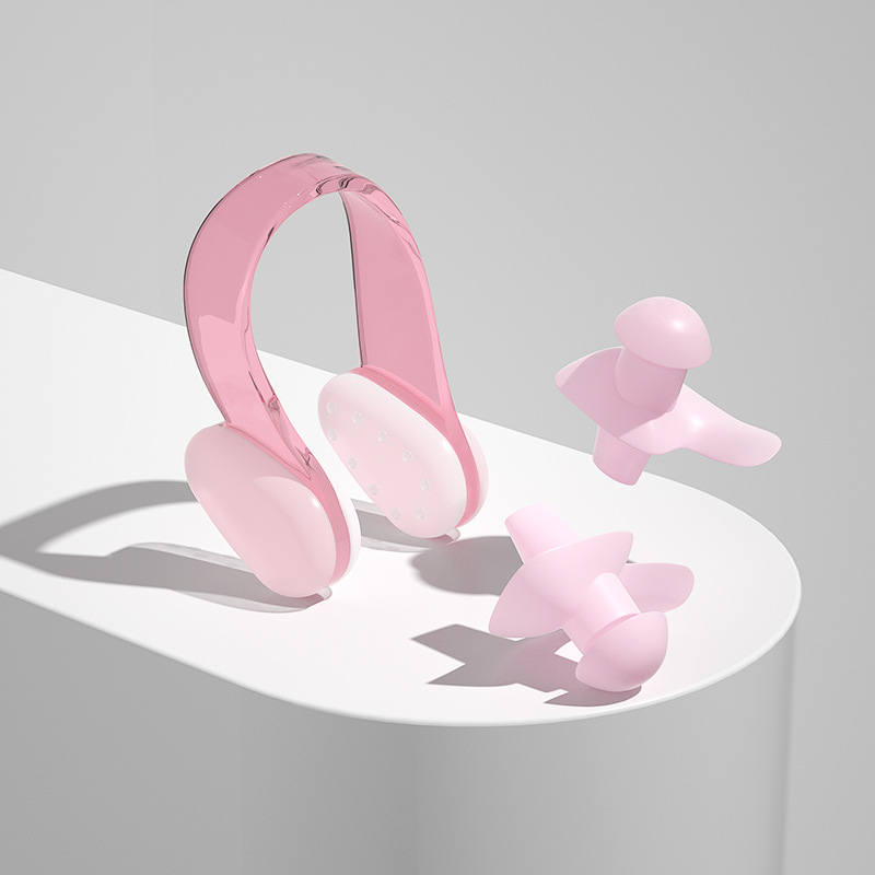 Fuchsia nose clip, earplugs