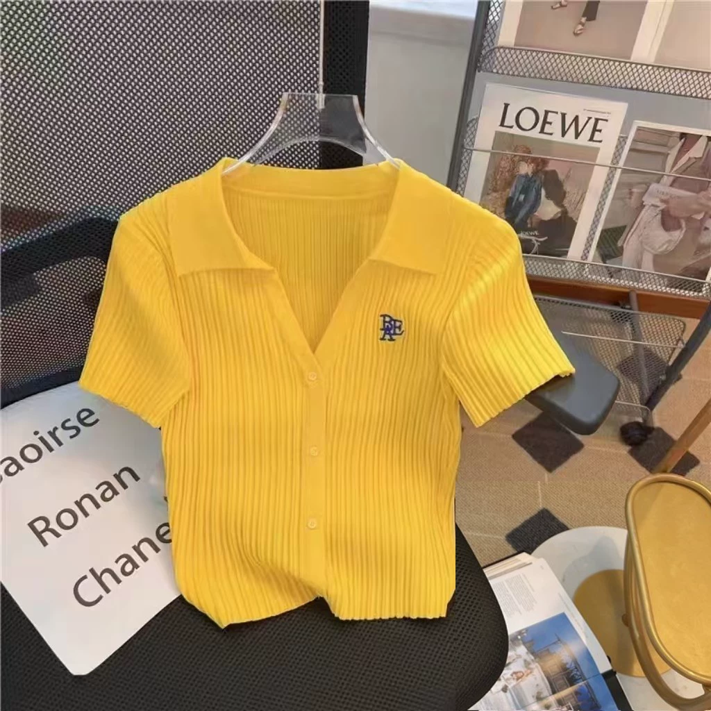 Летняя новая иностранная буква с лацканой свитер