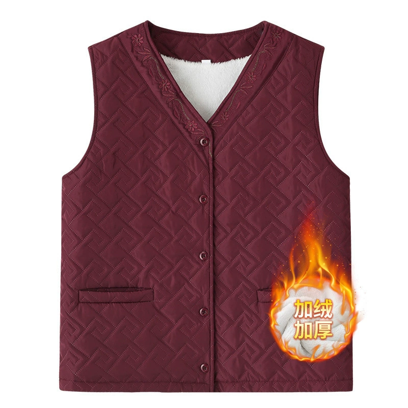 Пожилые люди осенние платья женские жилеты толстые бабушки осенью и зимой плюшевые толстые плечи мама большой размер теплый жилет