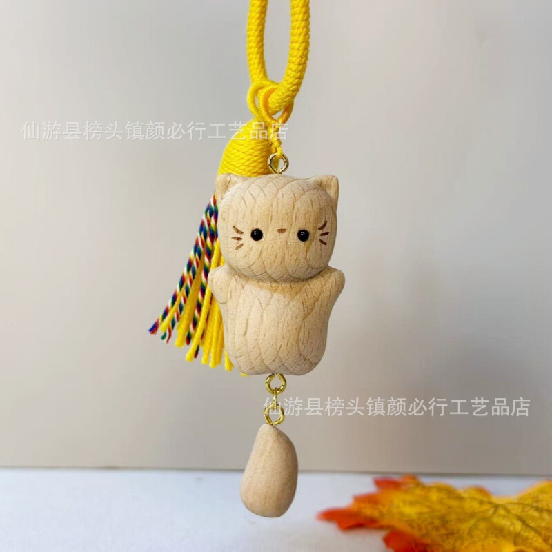 榉木可爱小猫躺平猫包包挂件吊坠猫钥匙扣治愈系喵咪流苏厂家批发|undefined