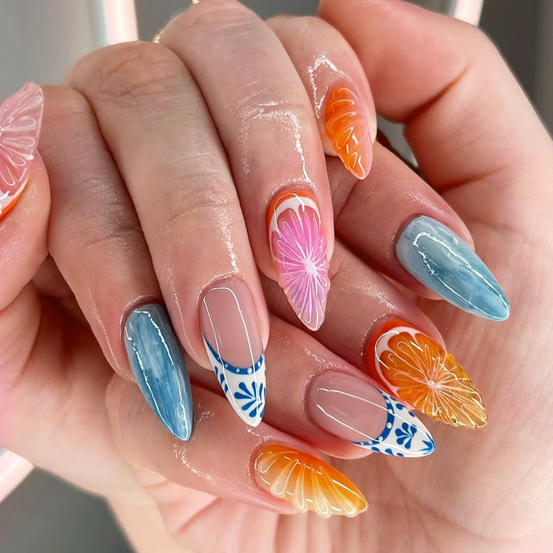 40g Weight press-on nails Nail Supplies 1 Set Quantity ABS Material Orange Pattern Casual, French Style Style Casual French Style Orange ABS Press-on Nails 1 Set 无