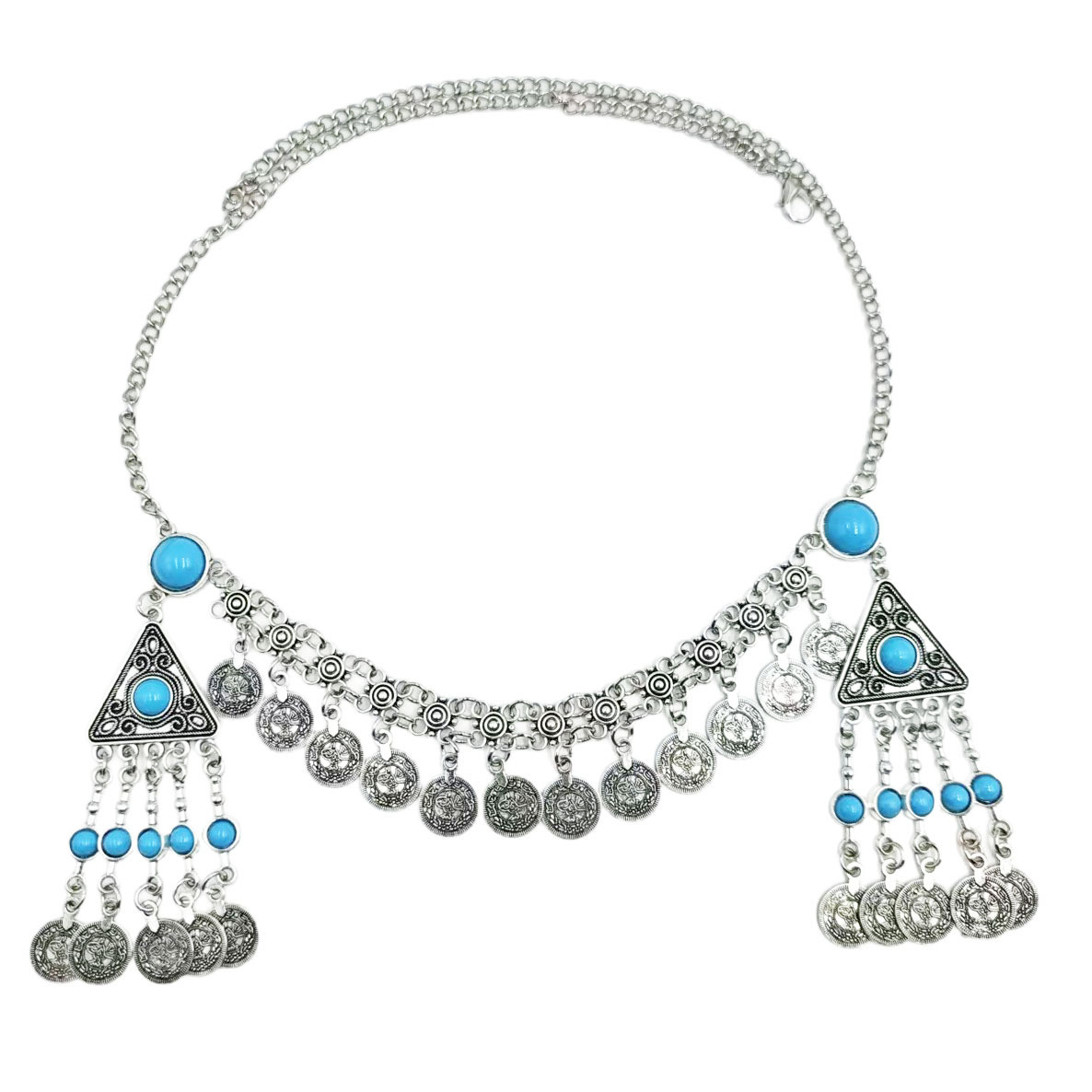 New Ethnic Style Coin Tassel Forehead Ornament Turkish Kazakh Metal Headband Xinjiang Travel Photography Headwear Female Manufacturer