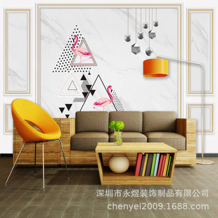 Light Luxury TV Background Wall Wallpaper Living Room Sofa Imitation Marble Abstract Video Wall Cloth Geometric Three-dimensional Mural