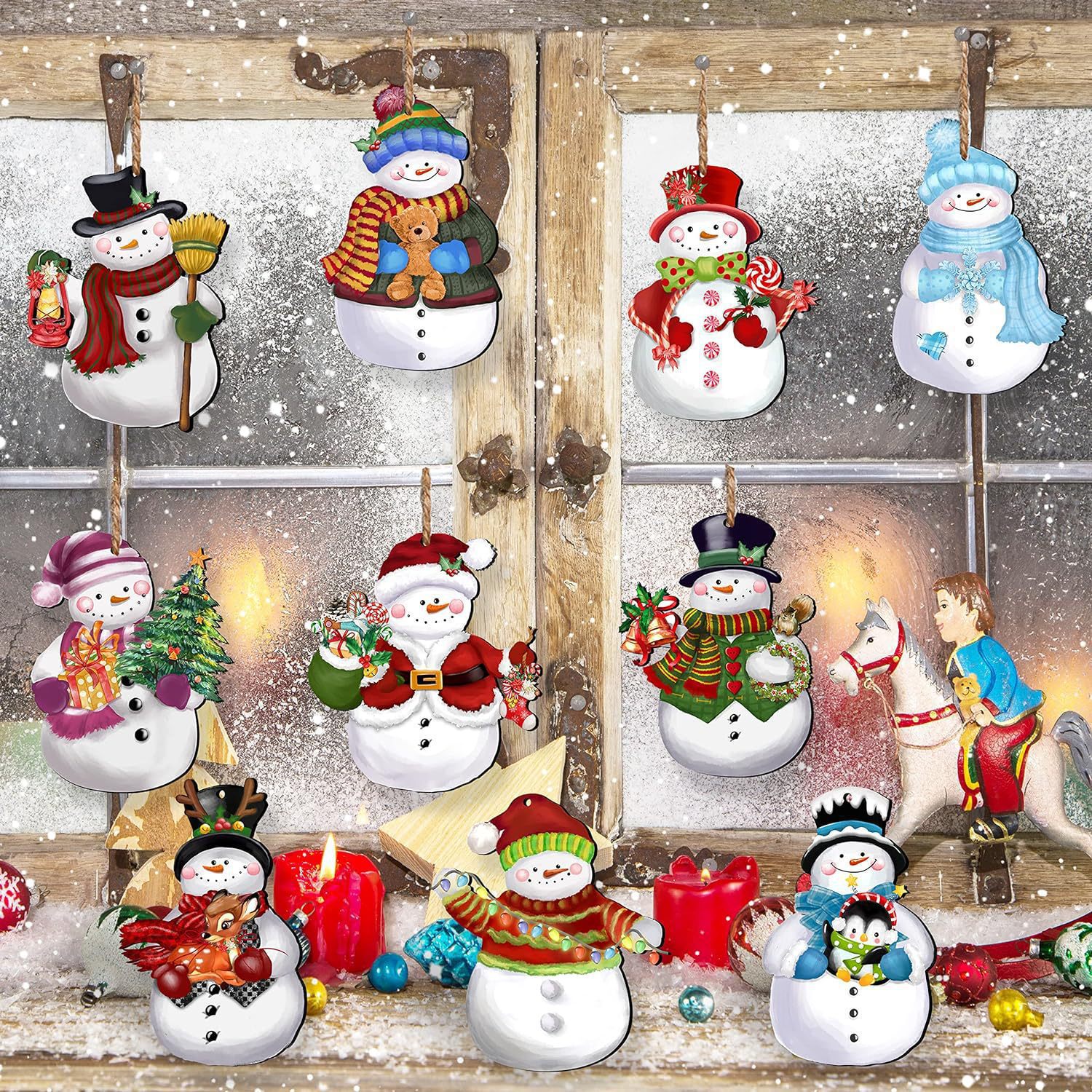 Nuevos productos transfronterizos muñecos de nieve de madera de Navidad decoraciones muñecos de nieve de madera de Navidad decoraciones de logotipo colgante
