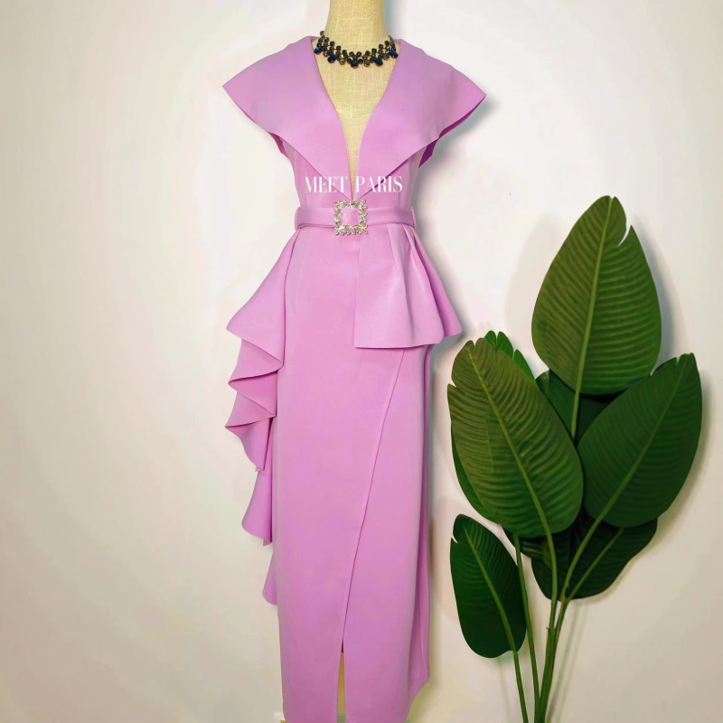 3310 French-Style Dress with Niche Design, Three-Dimensional Ruffled Irregular Hem, Slim Fit Bodycon Dress