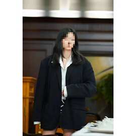 孙千明星同款黑色老钱风廊形宽松西装外套通勤百搭时尚休闲西服春
