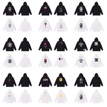 日潮元染头猴子趣味卡通动漫图案印花时尚宽松男女情侣连帽卫衣