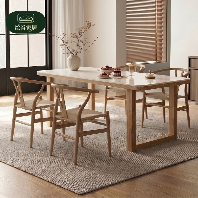Dual-purpose desk and dining table in natural wood cream style, 2026 new model, high-end long table for living room, home use, light luxury