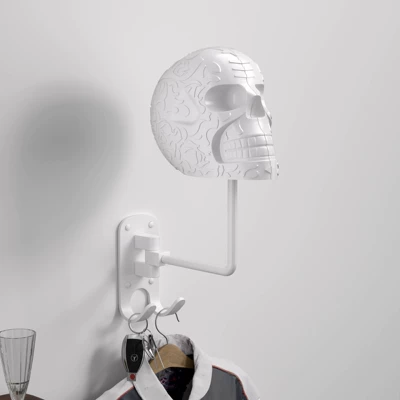 Cross-Border Halloween Decorative Ornaments Motosiklet dəbilqə rəfləri - white-skull-metal-base