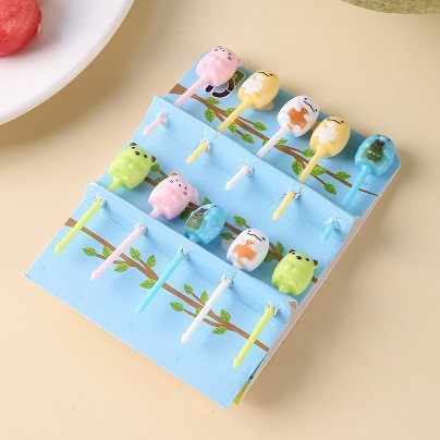 Uso doméstico Cartoon Tenedores para fruta para niños Creativo Animales para niños Set de palillos de plástico para fruta Palillos para fiambrera