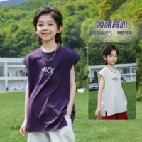 Panda Yuanyuan, новинка 2025 года, летние хлопковые жилеты для мальчиков, детские футболки без рукавов, спортивные жилеты для мальчиков, оптовая продажа