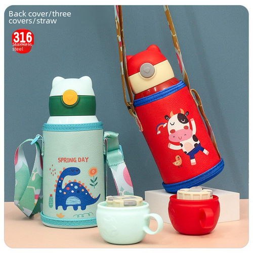 Cartoon Rabbit Vacuum Insulated Cup for Kindergarten Kids, Festival Gift Bouncing Straw Cup