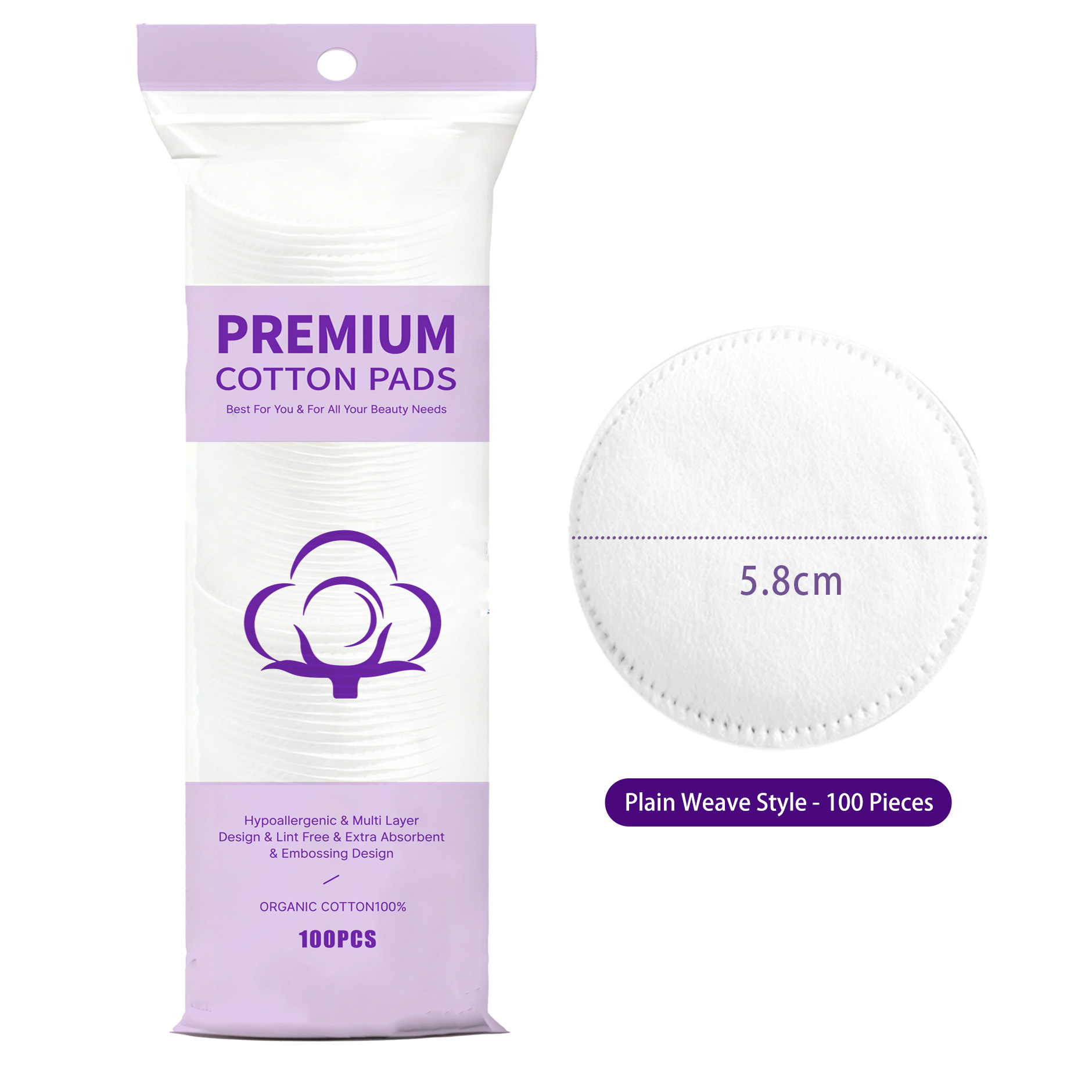 Inglés puro algodón maquillaje, algodón grueso, algodón redondo, algodón limpio, algodón limpiador, comercio exterior transfronterizo