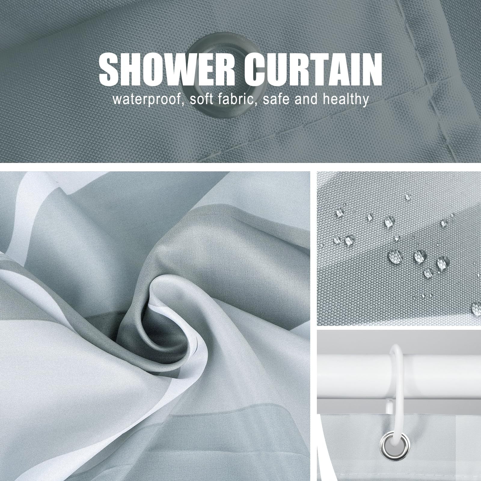 Waterdrop-pattern Digital-printed Thickened Waterproof Bathroom/shower Curtain, Polyester Bath Screen Divider For Hotels_voghion.com