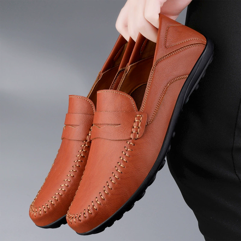 [На заказ] Кроссовки больших размеров из суперволокна, повседневные кожаные туфли, модные и удобные мужские кожаные туфли-бини, весна 2025 года