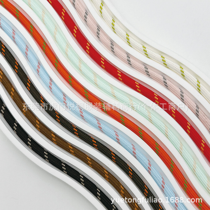 4.5mm彩色跳彩点涤纶圆绳 miu款玩偶手机挂绳 鞋带卫衣裤腰束口绳