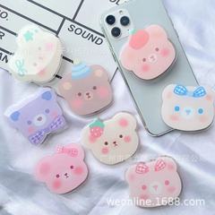 可愛卡通小熊桌面氣囊支撐架 滴膠卡通圖案異形手機氣囊支架