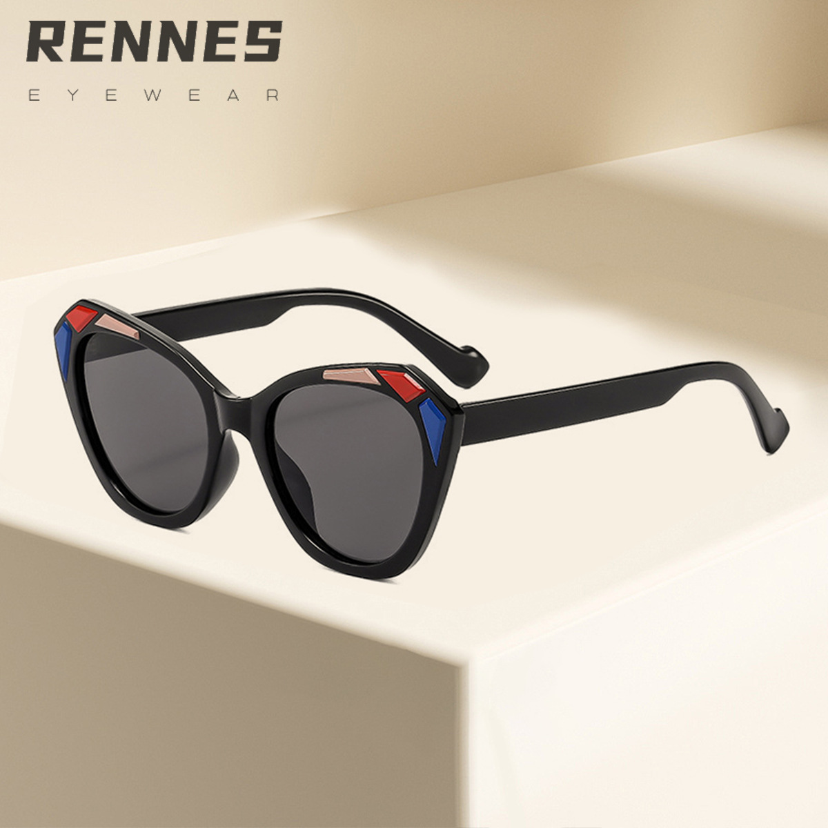 Gafas de sol de moda con marco TR de ojo de gato moderno retro, gafas de sol de alta gama europeas y americanas transfronterizas, Sunglasses