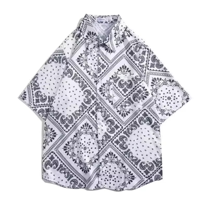 Seaside Vacation All-Match Floral Shirt Men's Short-Sleeved Ins Loose Hawaiian Retro Style Beach Shirt Jacket