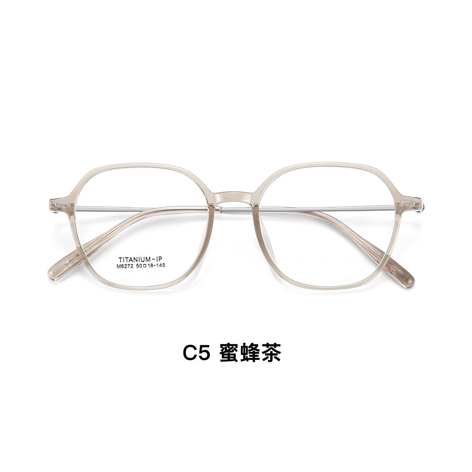 Corea del Sur Feather Titanium muestra té de miel blanca TR montura de gafas de pierna de titanio 4mm de lado ancho súper pincho para hombres y mujeres gafas al por mayor