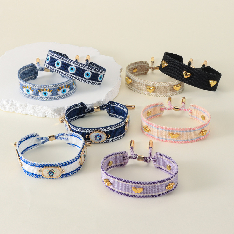 Fashion Creative Butterfly Alloy Handmade Braided Bracelet for Women European and American Personalized Adjustable Tassel Bracelet Wholesale