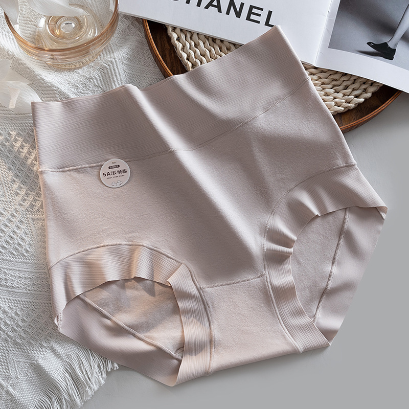 5A Xinjiang algodón de fibra larga de algodón de cintura alta ropa interior de mujer vientre pequeño gordito ropa interior de mujer de seda entrepierna sin costuras antibacteriano