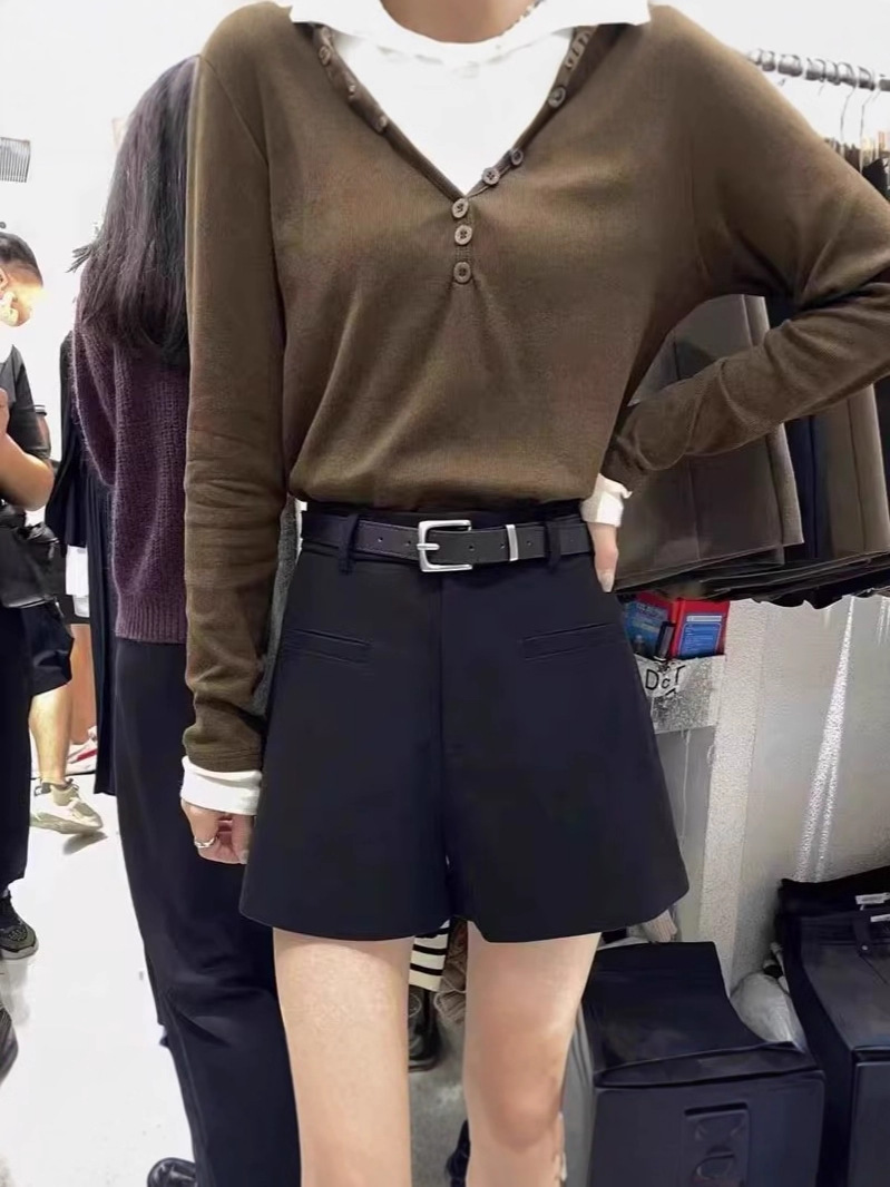 高腰显瘦紧身年气质新款裤子热冬季东大门短裤女2024潮法式毛呢